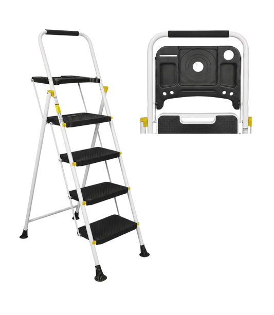 SCALETTA WHITE MAX PLUS 4 GRADINI CON VASCHETTA PORTATTREZZI